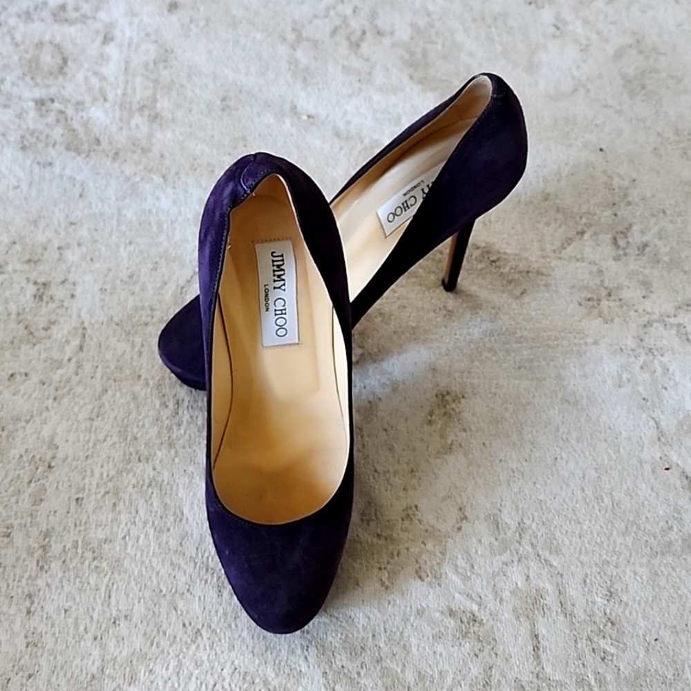 Jimmy Choo Purple Suede Platform Heels
